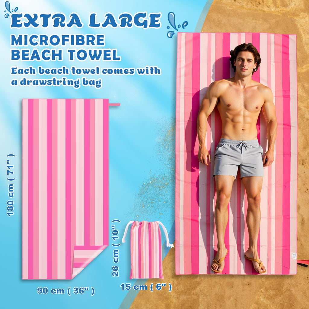 Anavasi Microfibre Beach Towels for Adults, 1 Pack 180 x 90cm 100% Recycled - image 2
