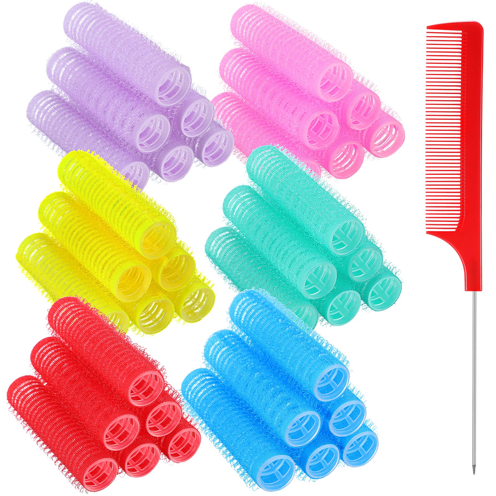 36-Piece Small Nylon Self Grip Hair Rollers Set with Comb