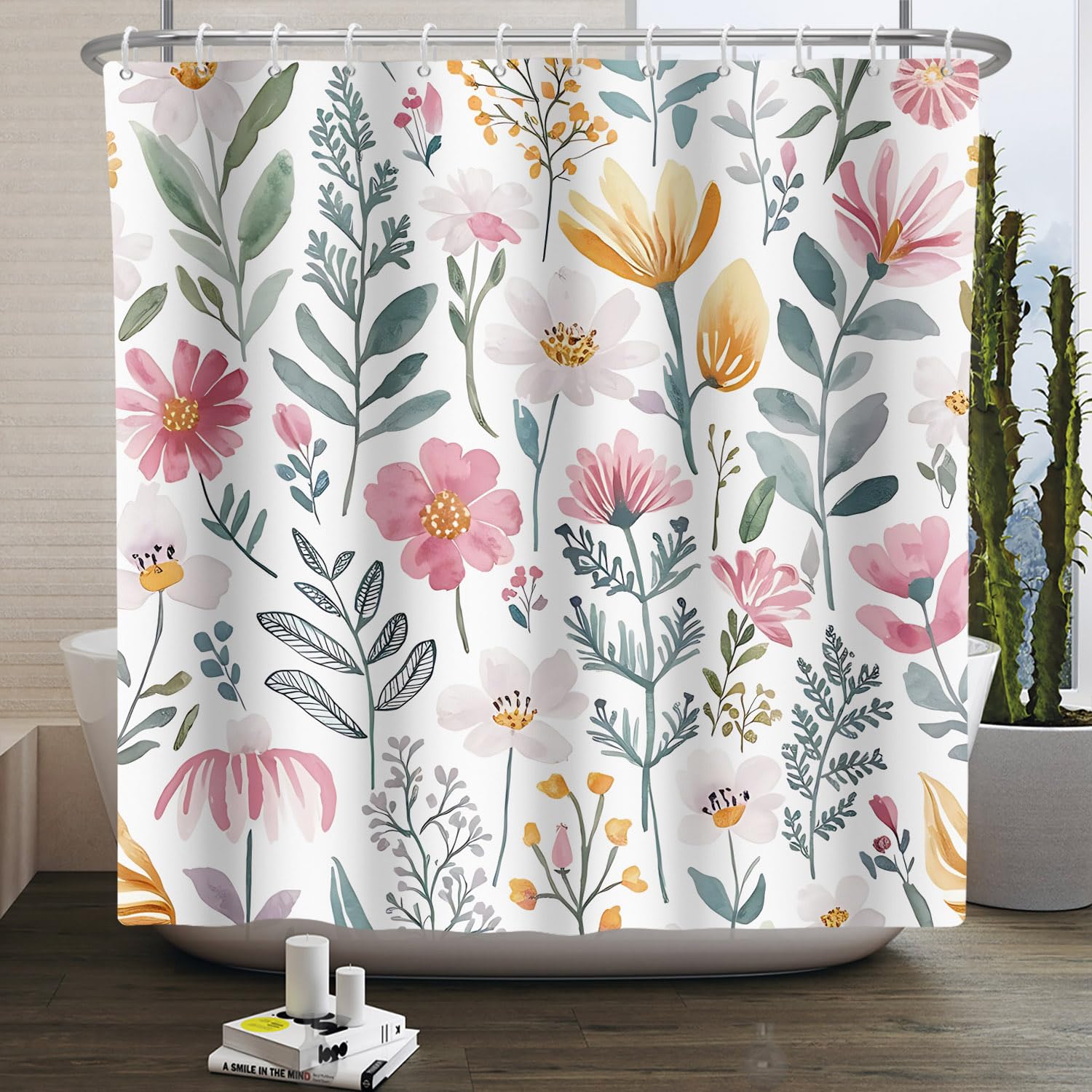 Jolof Store Floral Shower Curtain – 180x200cm Waterproof Polyester