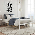 XINBEDEU 4ft6 Double Metal Bed Frame with Headboard and Storage - White