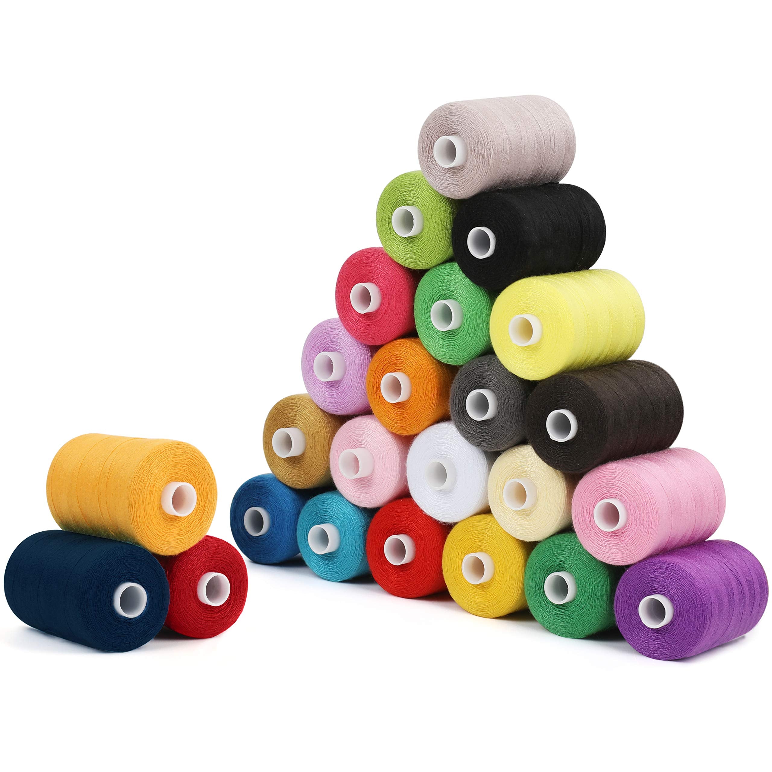 Curtzy 24 Pack Polyester Sewing Machine Thread Spools - 1000 Yards Each