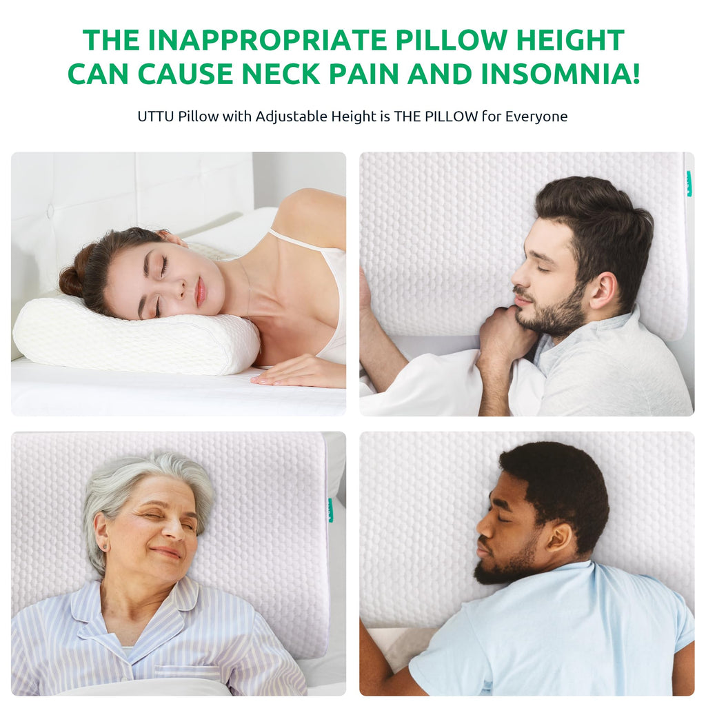 UTTU Cervical Memory Foam Pillow – Adjustable Orthopedic Cooling Pillow