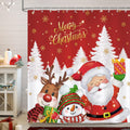 Bonhause Christmas Shower Curtain | Red Santa & Snowman | 180x180cm
