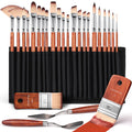 Fuumuui 26pcs Acrylic Paint Brush Set | Professional Synthetic Bristles