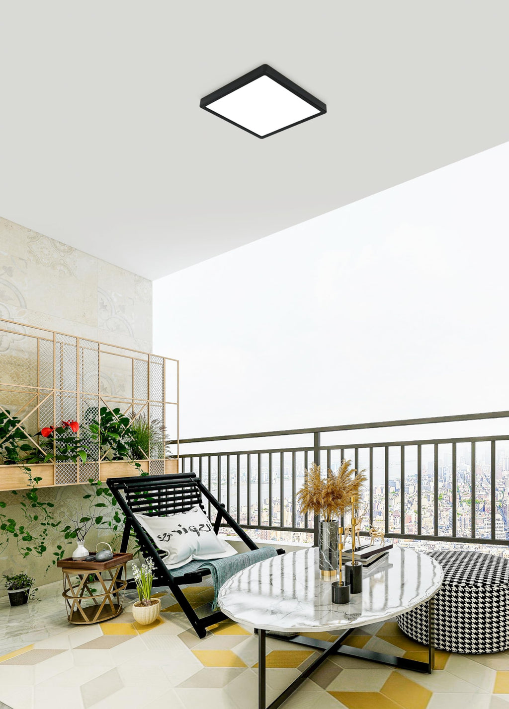 Eglo Argolis 2 LED Outdoor Ceiling Light – Black Metal IP44 Warm White