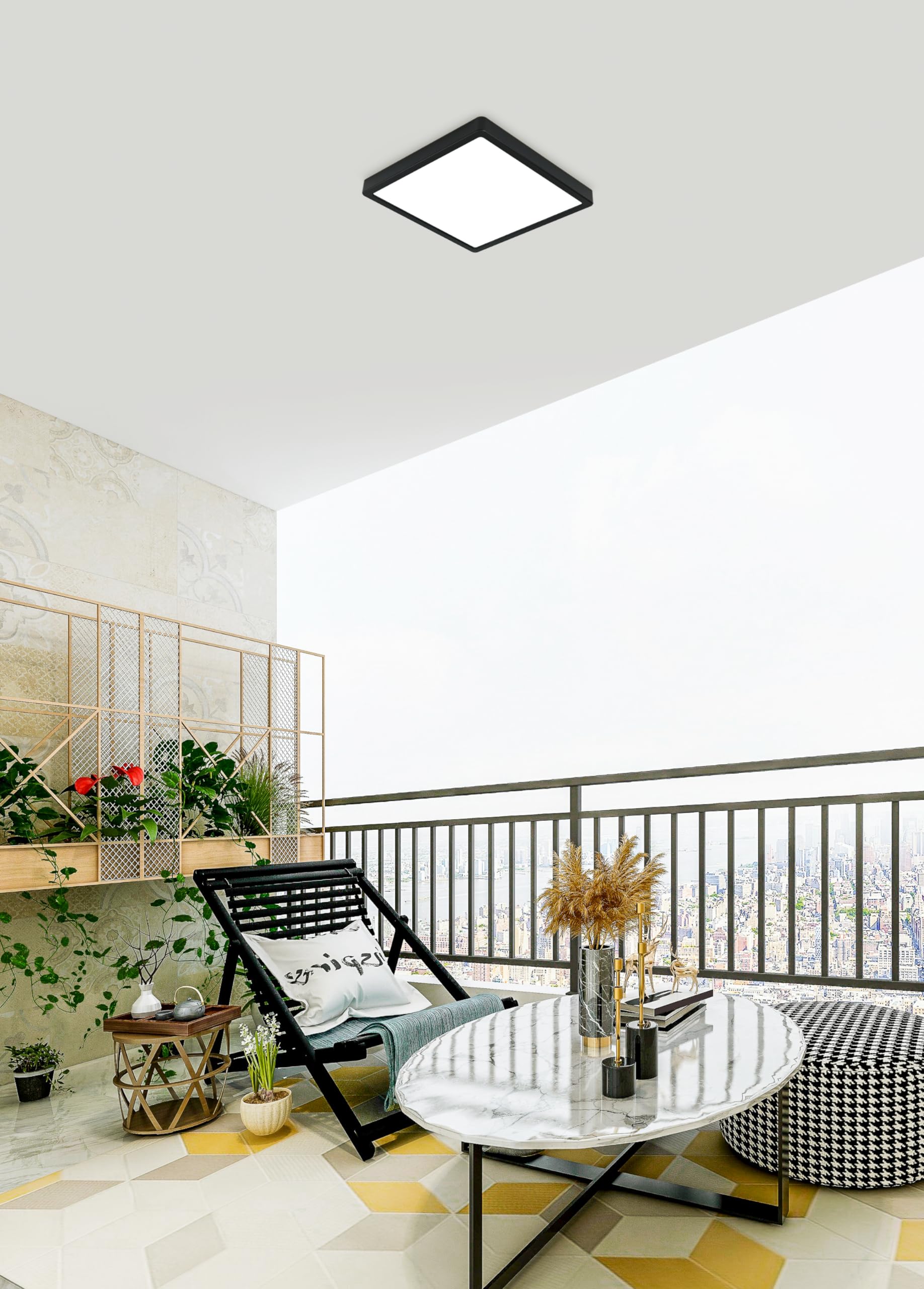Eglo Argolis 2 LED Outdoor Ceiling Light – Black Metal IP44 Warm White