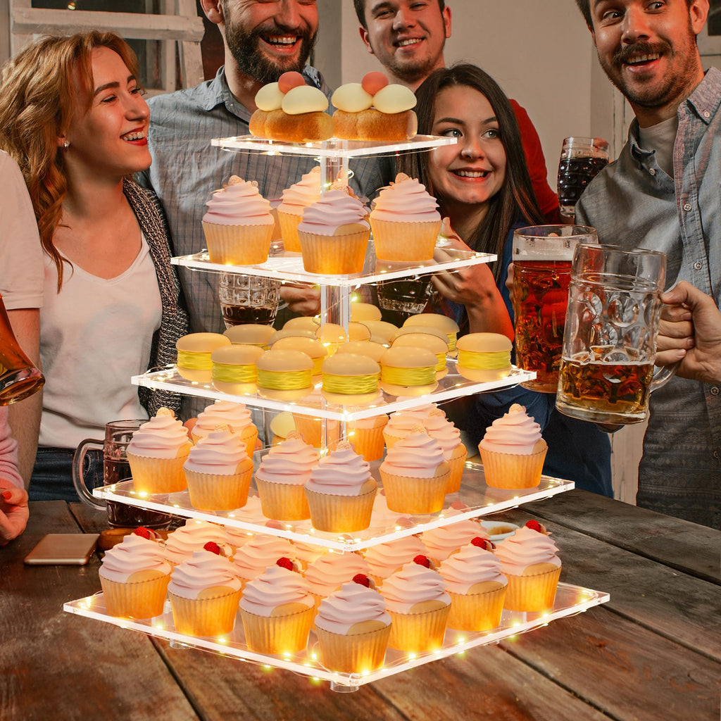 Jolof Store 5 Tier Acrylic Cupcake Stand with LED Lights | Dessert Tower