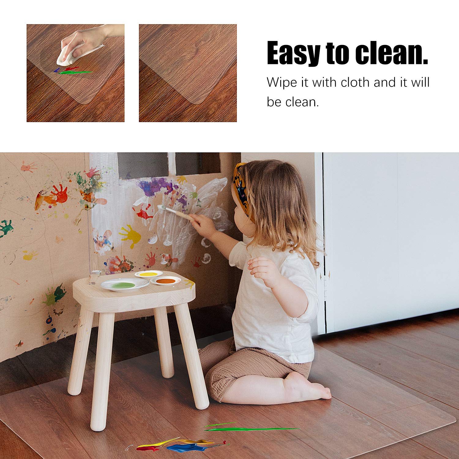 Kuyal Clear Chair Mat for Hard Floors – 120x120cm PVC Floor Protector