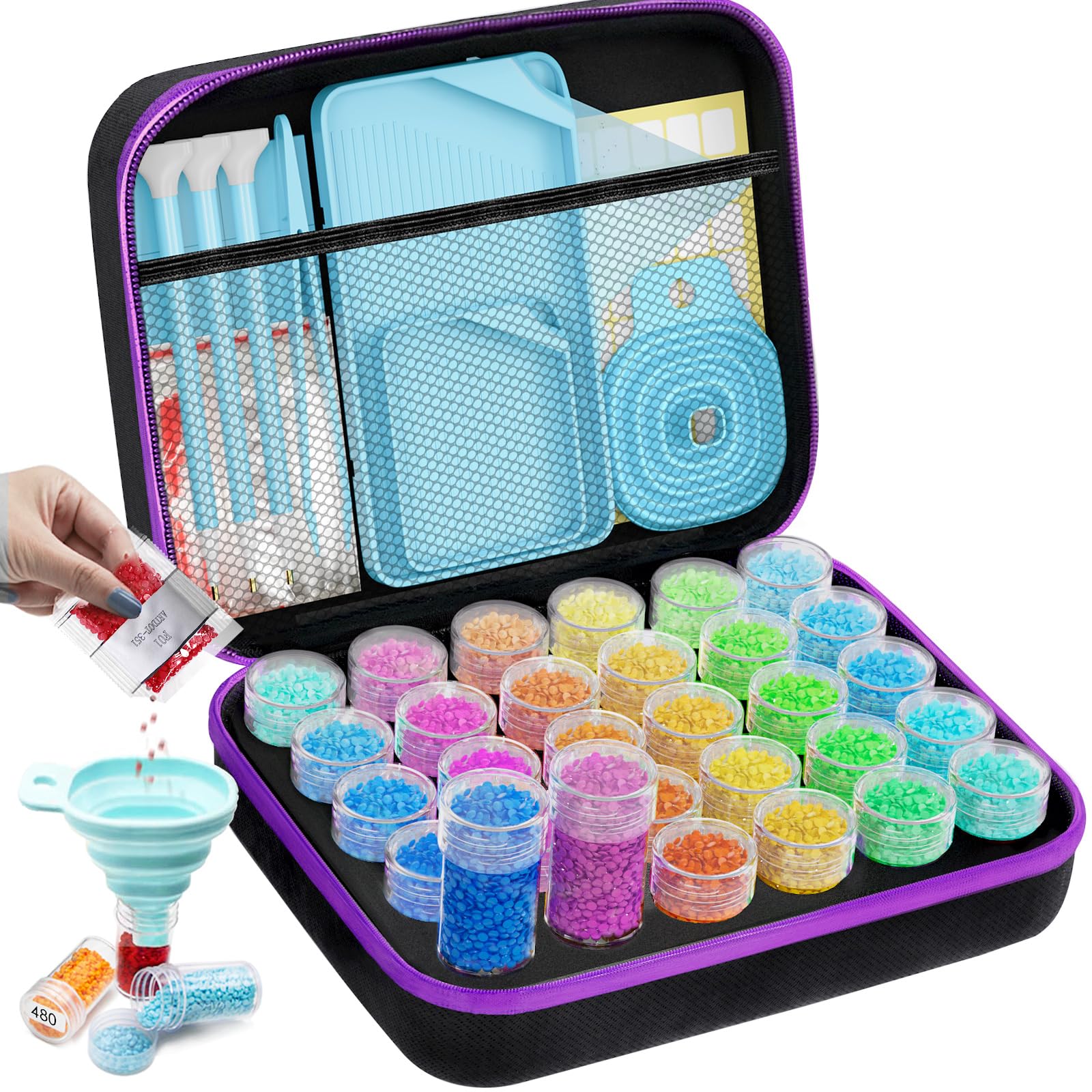 ARTDOT 30 Slots Diamond Painting Storage Box | 71pcs Art Tools & Accessories