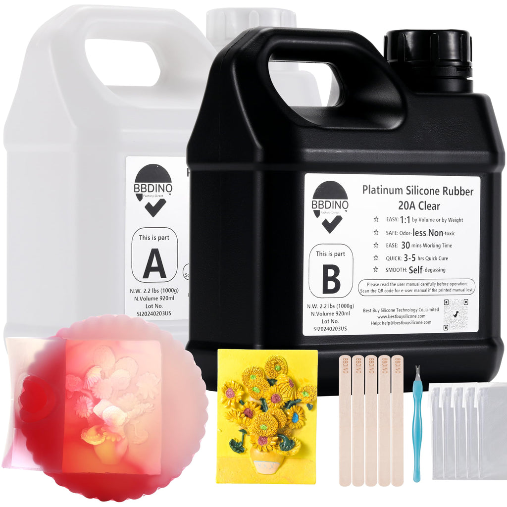 BBDINO Silicone Mold Making Kit 20A | Translucent Liquid Silicone 4.4lb