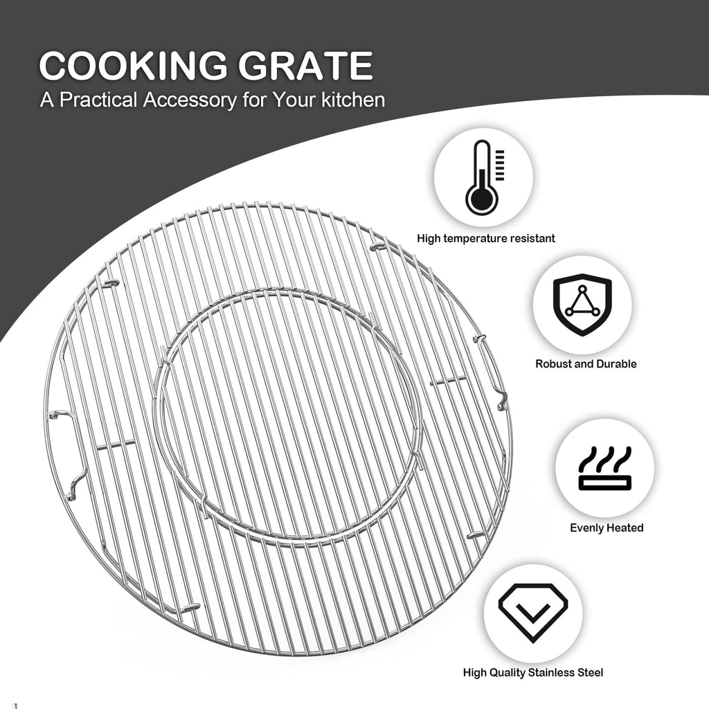 Onlyfire 21.5" Stainless Steel Cooking Grate for Weber 22.5" Kettle Grill