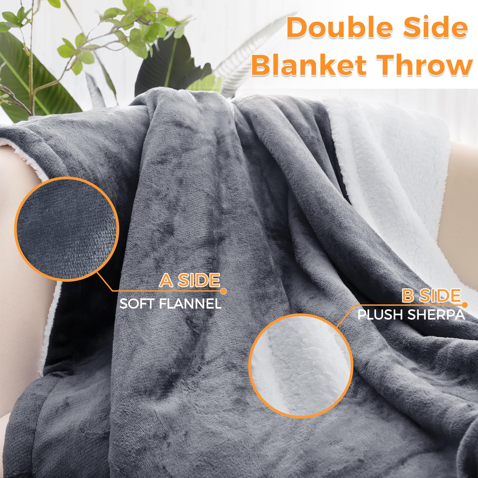 PROALLER Heated Blanket Electric Throw | Flannel Sherpa, 10 Heat Settings