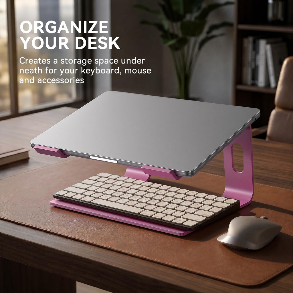 SOUNDANCE Laptop Stand, Aluminum Ergonomic Desk Riser, 10-15.6",Gold Pink
