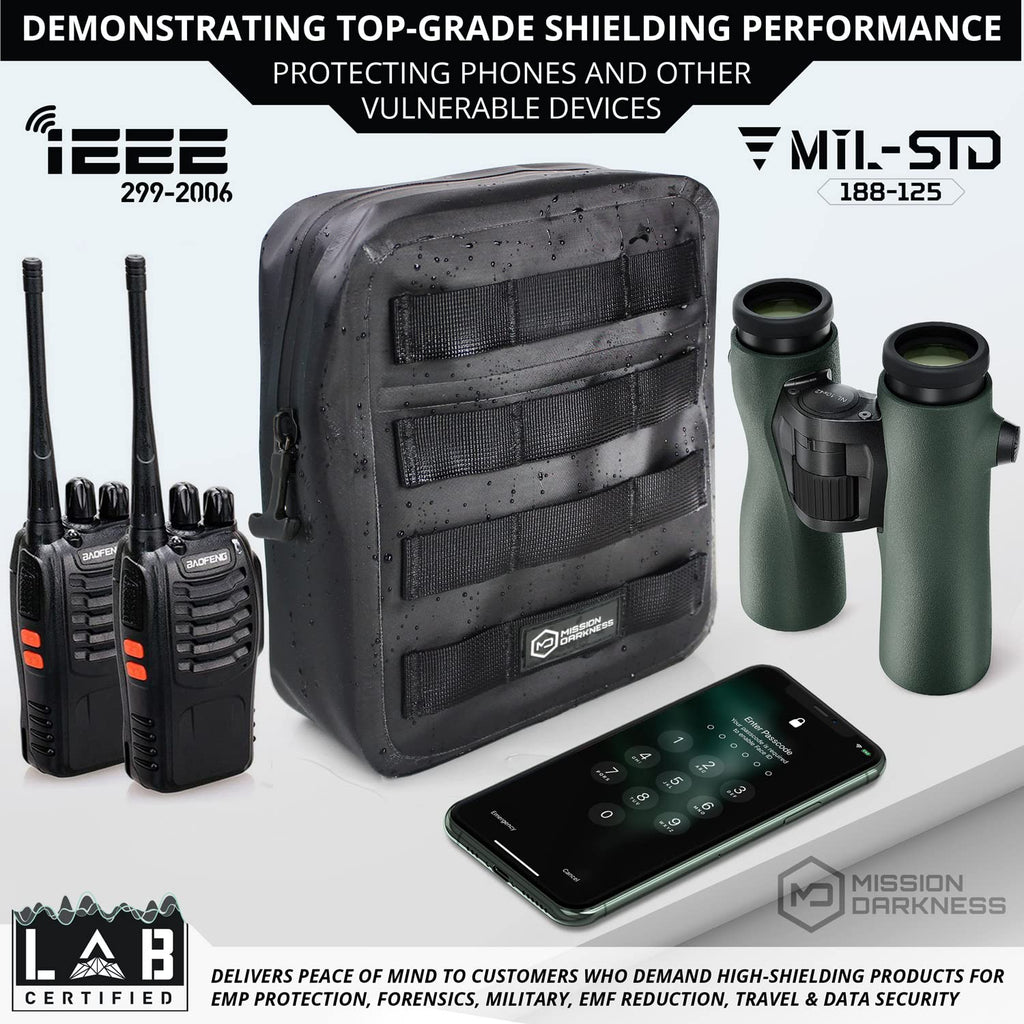 Mission Darkness Dry Shield MOLLE Faraday Pouch – Waterproof Signal Blocker