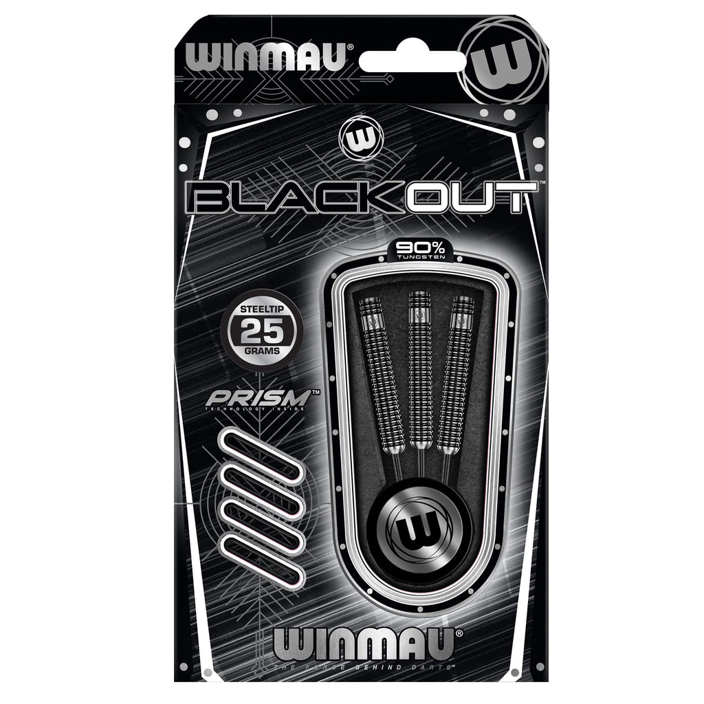 Winmau Blackout 90% Tungsten Steel Tip Darts Set | 25g Weight