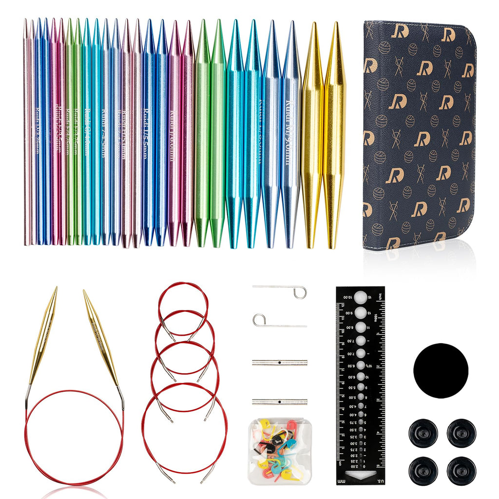 RUIDI Interchangeable Circular Knitting Needles Set - 13 Pairs Aluminium