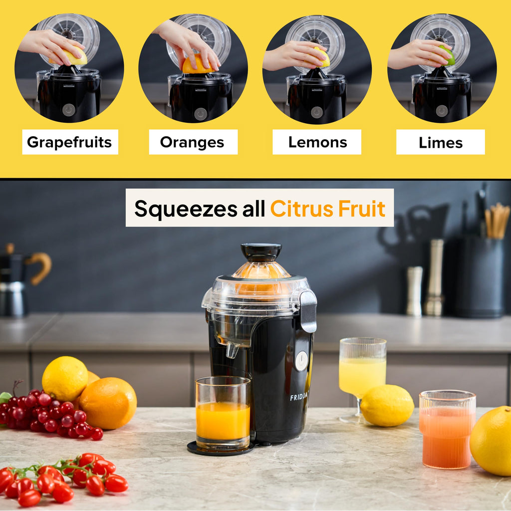 Fridja F800 Automatic Citrus Juicer – 50W Electric One-Touch Press, Black