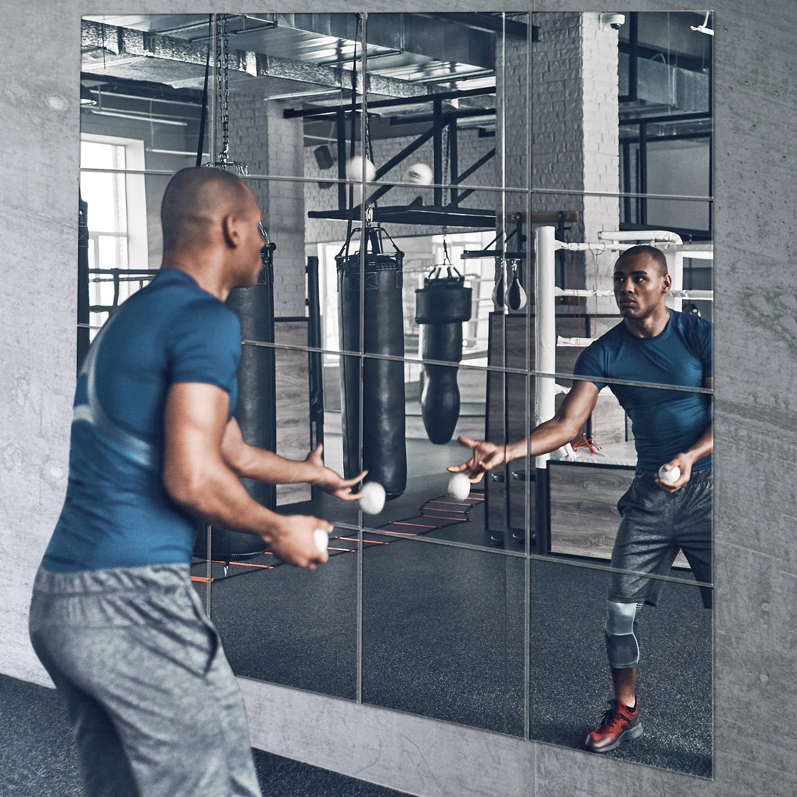 EVENLIVE Full Body Mirror Tiles | 8 PCS Frameless Glass Wall Mirror for Gym