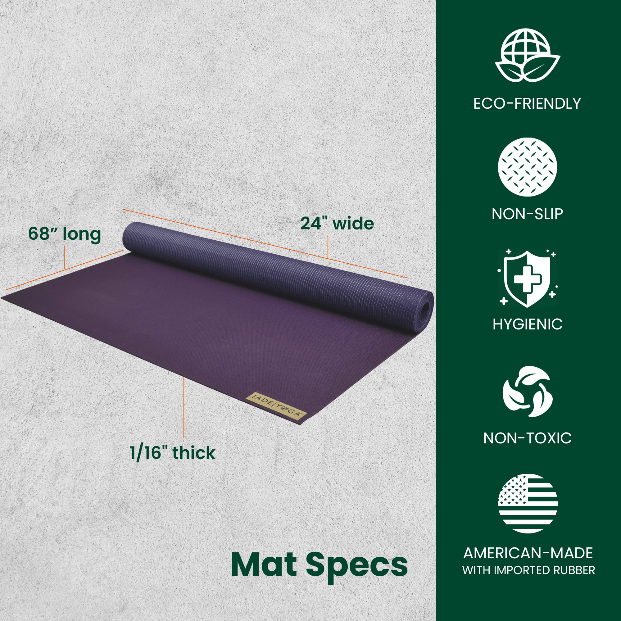 Jade Voyager Travel Yoga Mat | Natural Rubber Foldable Mat - Purple