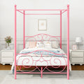 HAHRIR Double Canopy Bed Frame with Vintage Headboard & Footboard, Pink