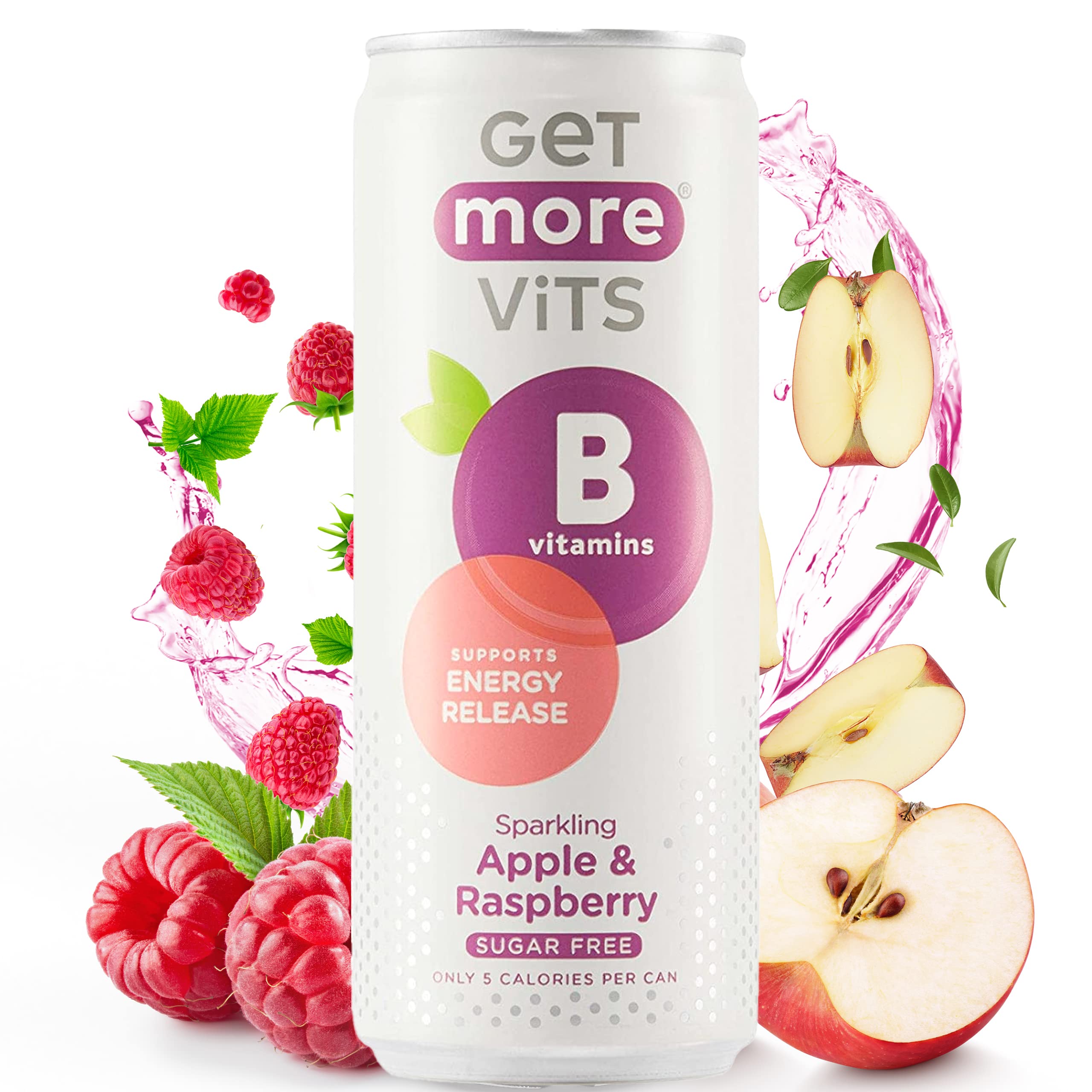 Get More Vits B Vitamin Sparkling Water - Apple & Raspberry (12 x 330ml)
