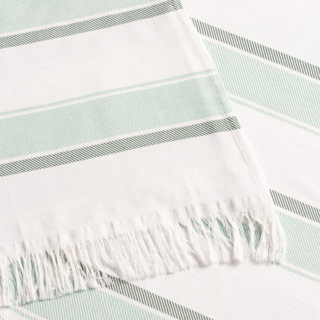 GAMUSI Rectangular Beach Towel – Bath Fouta – Embossed Fabric – Dyed Thread with Fringes – Green. - image 4