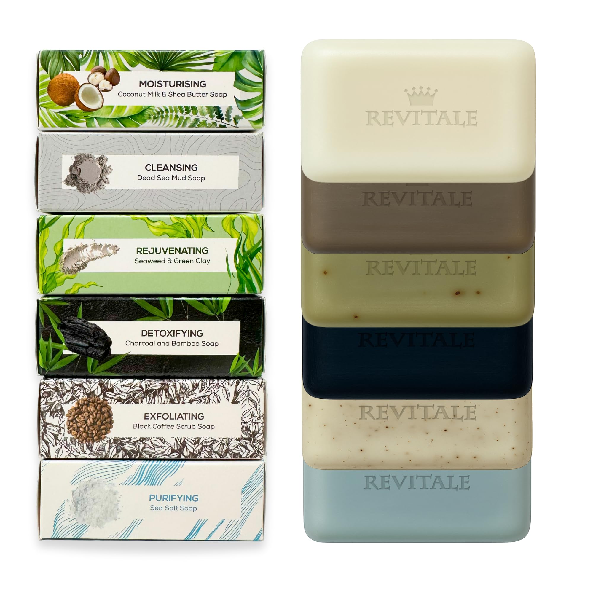 Revitale Natural Soap Bars Set – 6 x 100g Vegan Triple-Milled Gift Set