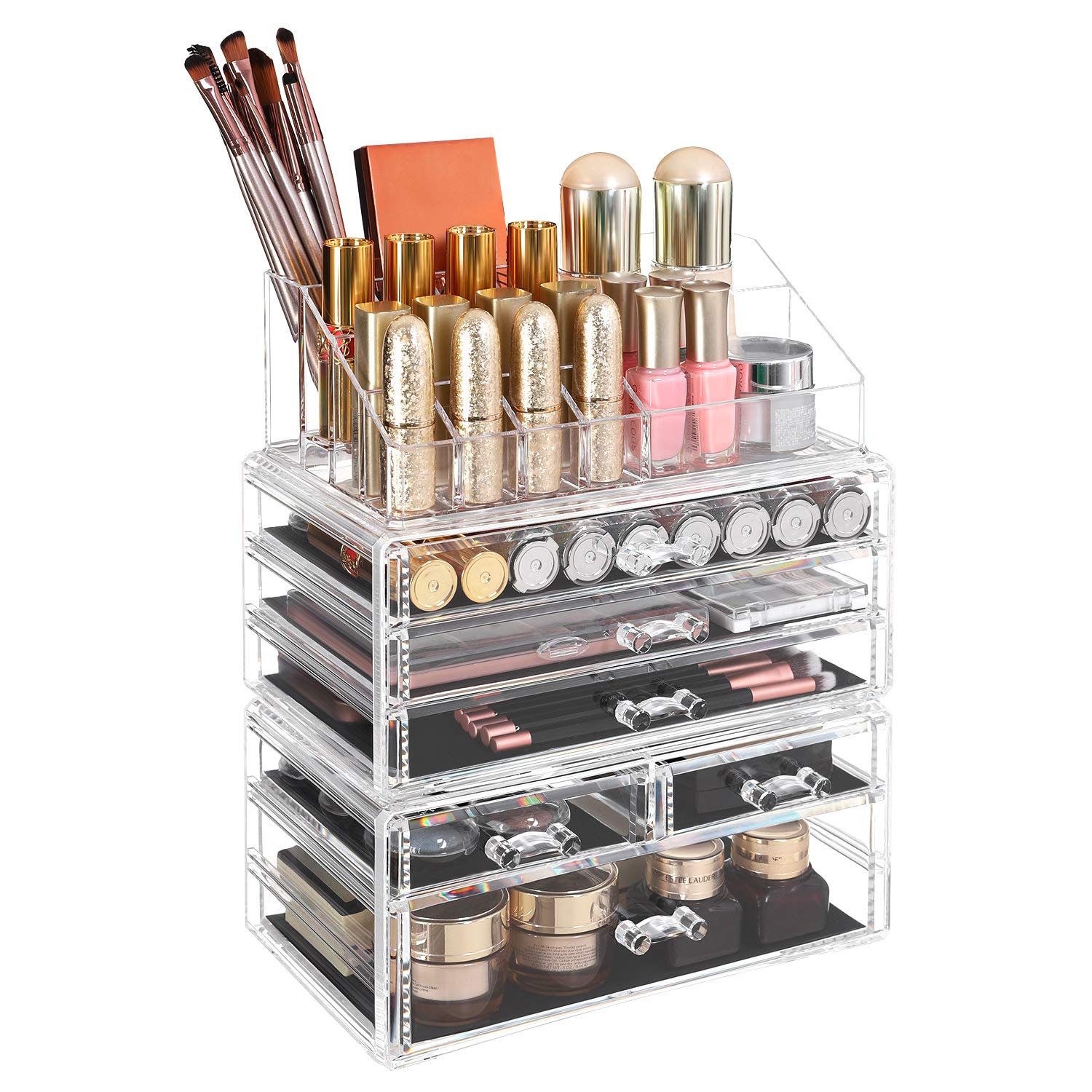 SONGMICS Large Clear Acrylic Makeup Organiser | 6 Stackable Drawers