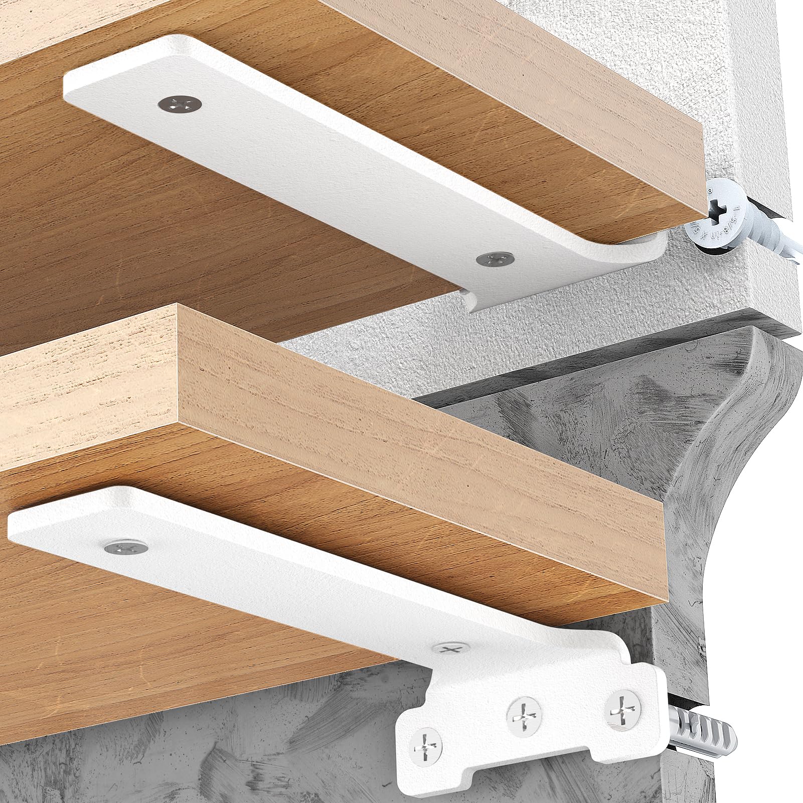Yeabett 15cm Floating Shelf Brackets | 4 Pack Heavy Duty White – 70kg