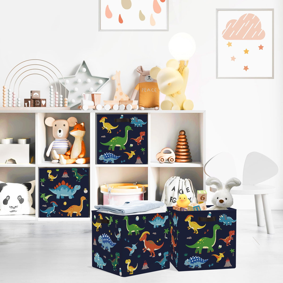 Clastyle 3 pcs Dinosaur Cube Storage Boxes for Shelves Kallax Boxes - image 2