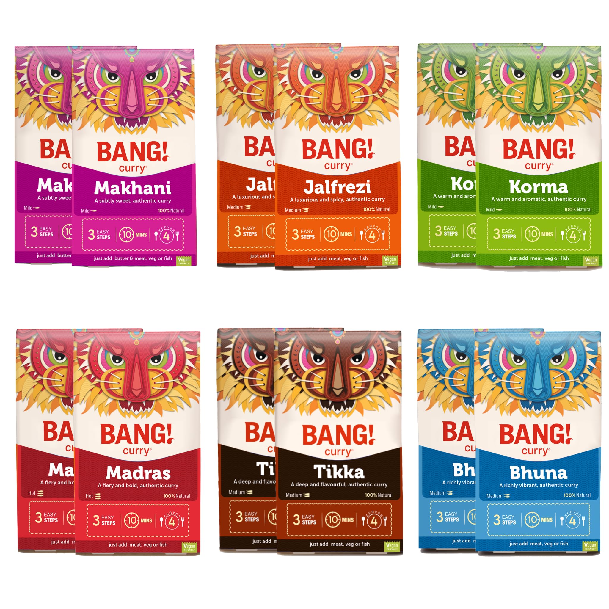 Big Bang Curry Kit Box - 6 Flavours, 48 Servings - Gluten-Free & Vegan