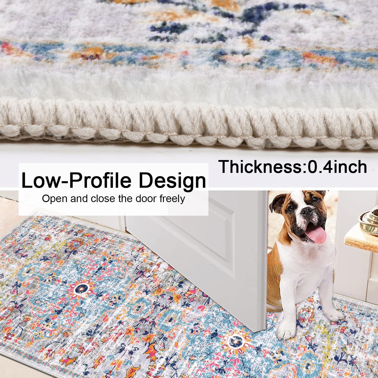 SHACOS Distressed Hallway Runner Rug – Non-Slip Washable Kitchen Mat