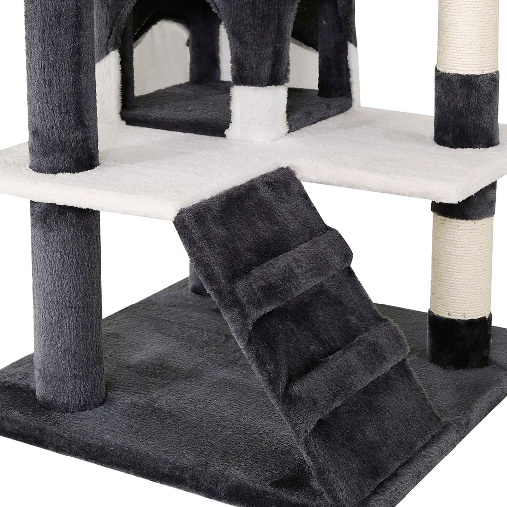 lionto dibea Cat Tree Activity Centre – 130cm Scratching Post, Grey/White