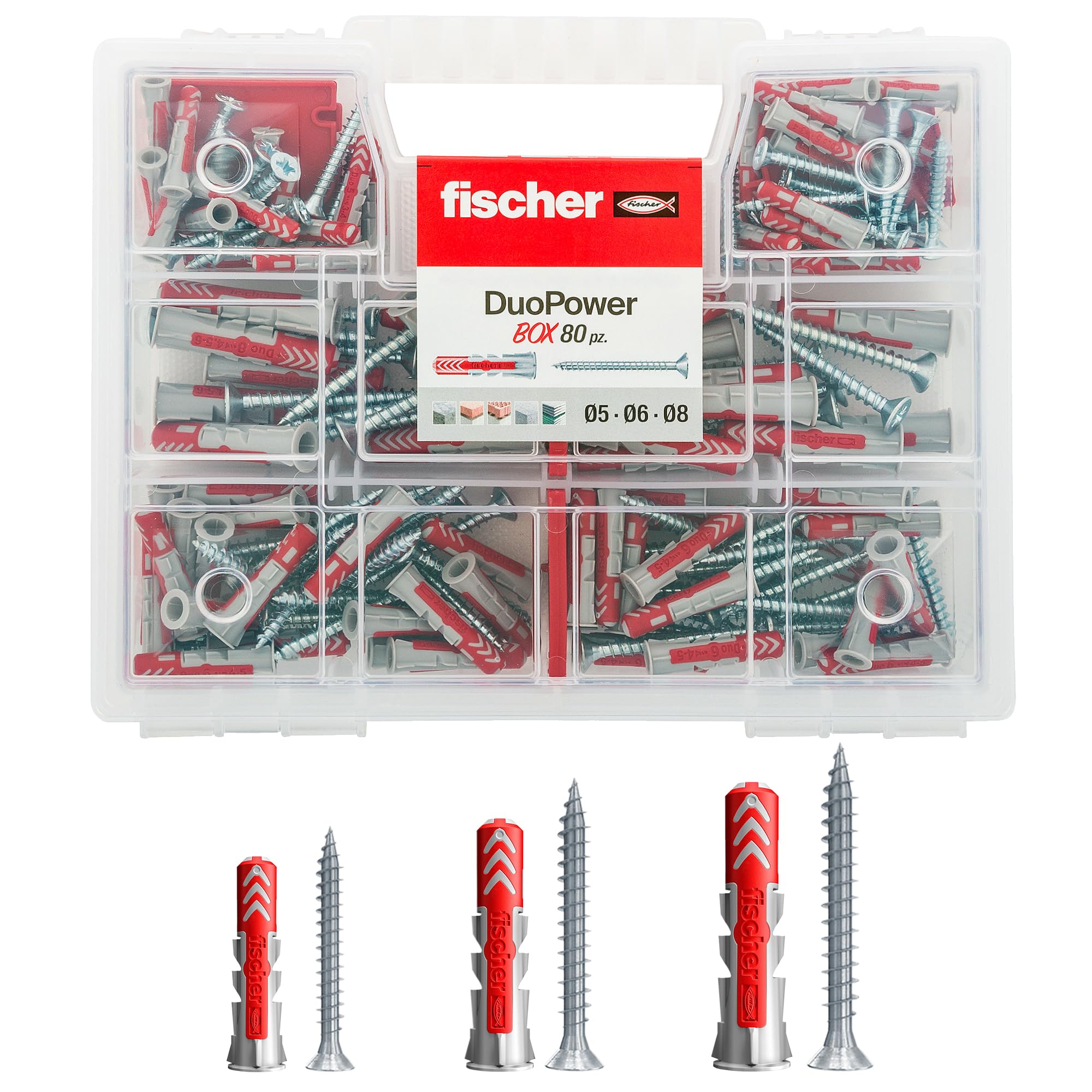 Fischer Duopower Universal Dowels and Screws Kit - 160 Piece Set