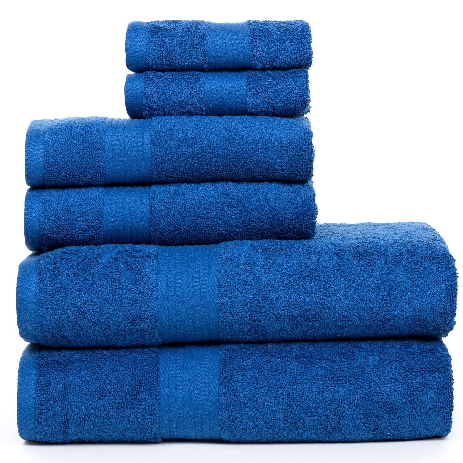 Ample Decor 6-Piece Cotton Bath Towel Set | 600 GSM Luxury Navy Blue
