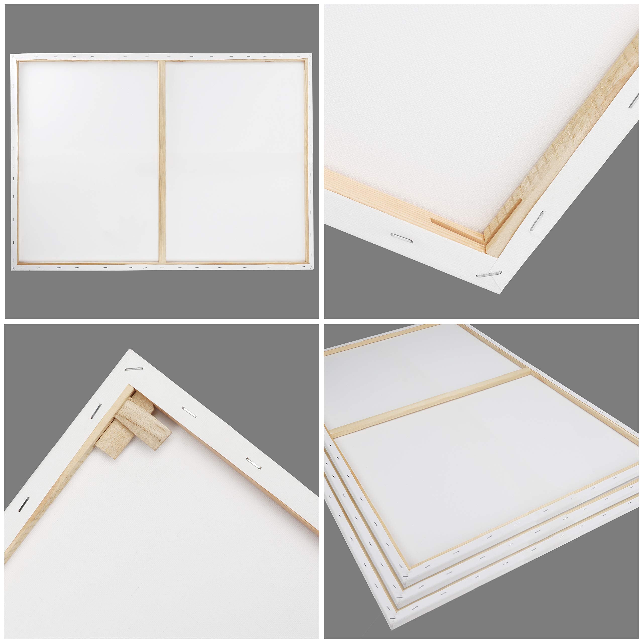 Kurtzy 3 Pack Large Pre Stretched Cotton Canvas - 60 x 90cm for Oil & Acrylic