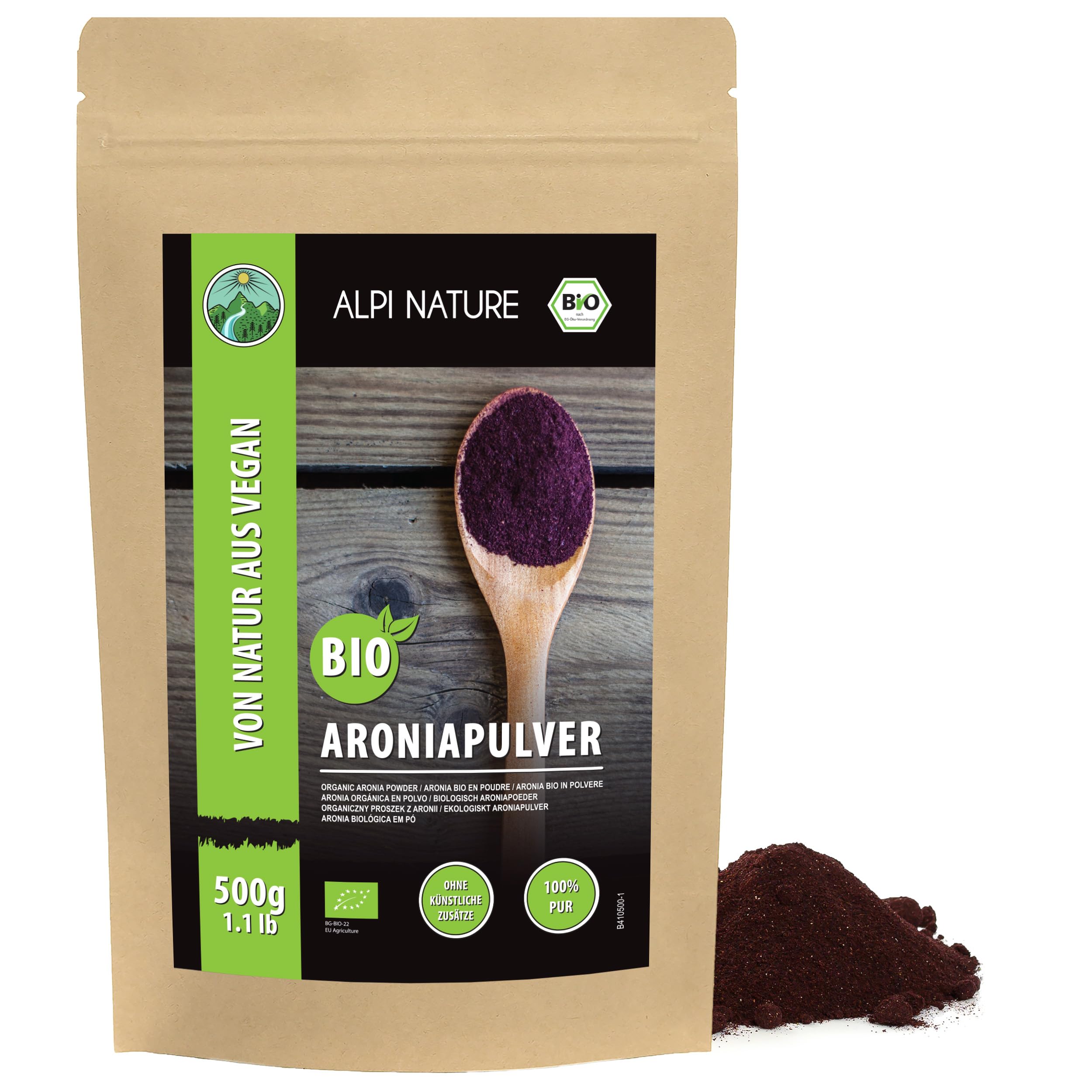 Alpi Nature Organic Aronia Powder - 500g Ground Black Chokeberry