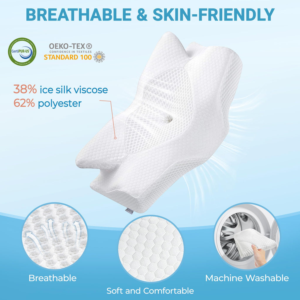 Elviros Cervical Memory Foam Pillow – Orthopedic Neck Support for Pain