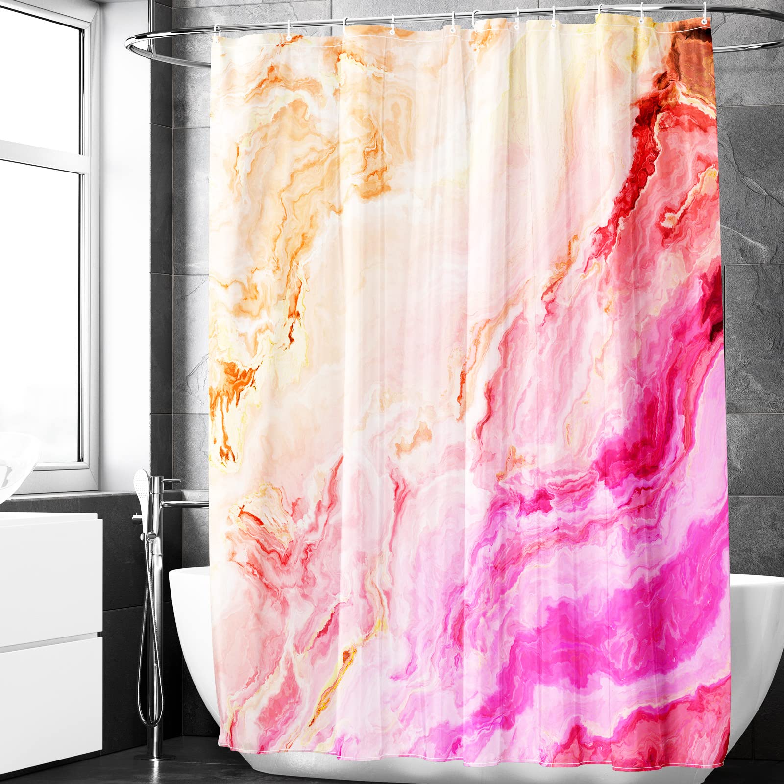 Berkin Arts Shower Curtain | 70x70 Waterproof Polyester Pink Ink Painting