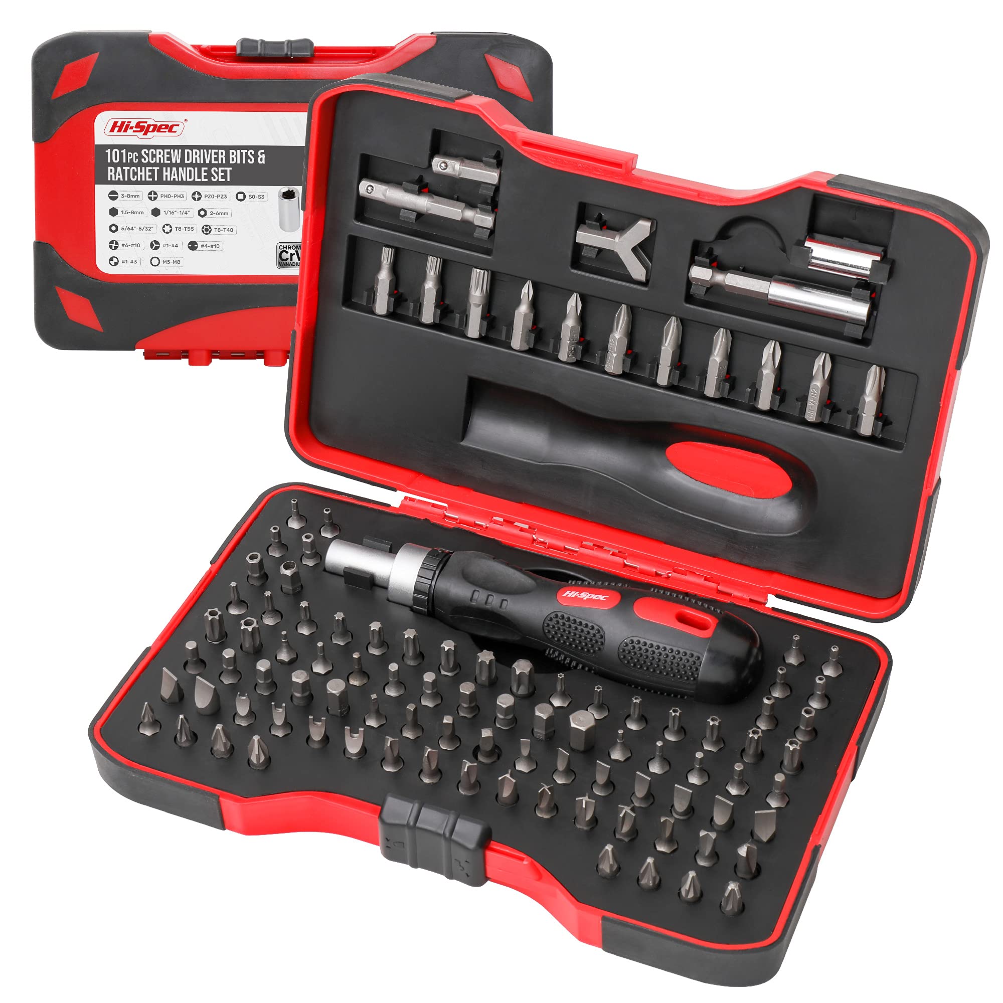 Hi-Spec 101pc Ratchet Screwdriver Set | Tamper Proof Torx Security Bits