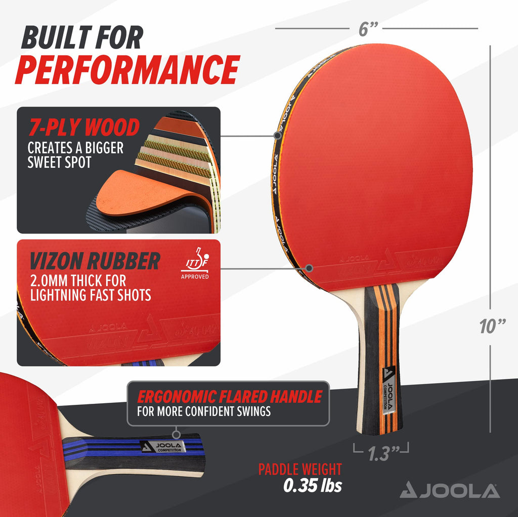 JOOLA Advanced Table Tennis Set – 4 ITTF Approved Paddles & 6 Balls
