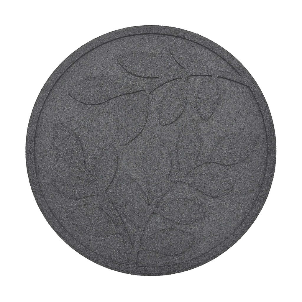 Nicoman Recycled Rubber Garden Stepping Stones - Leaf Design, Grey, 4pk