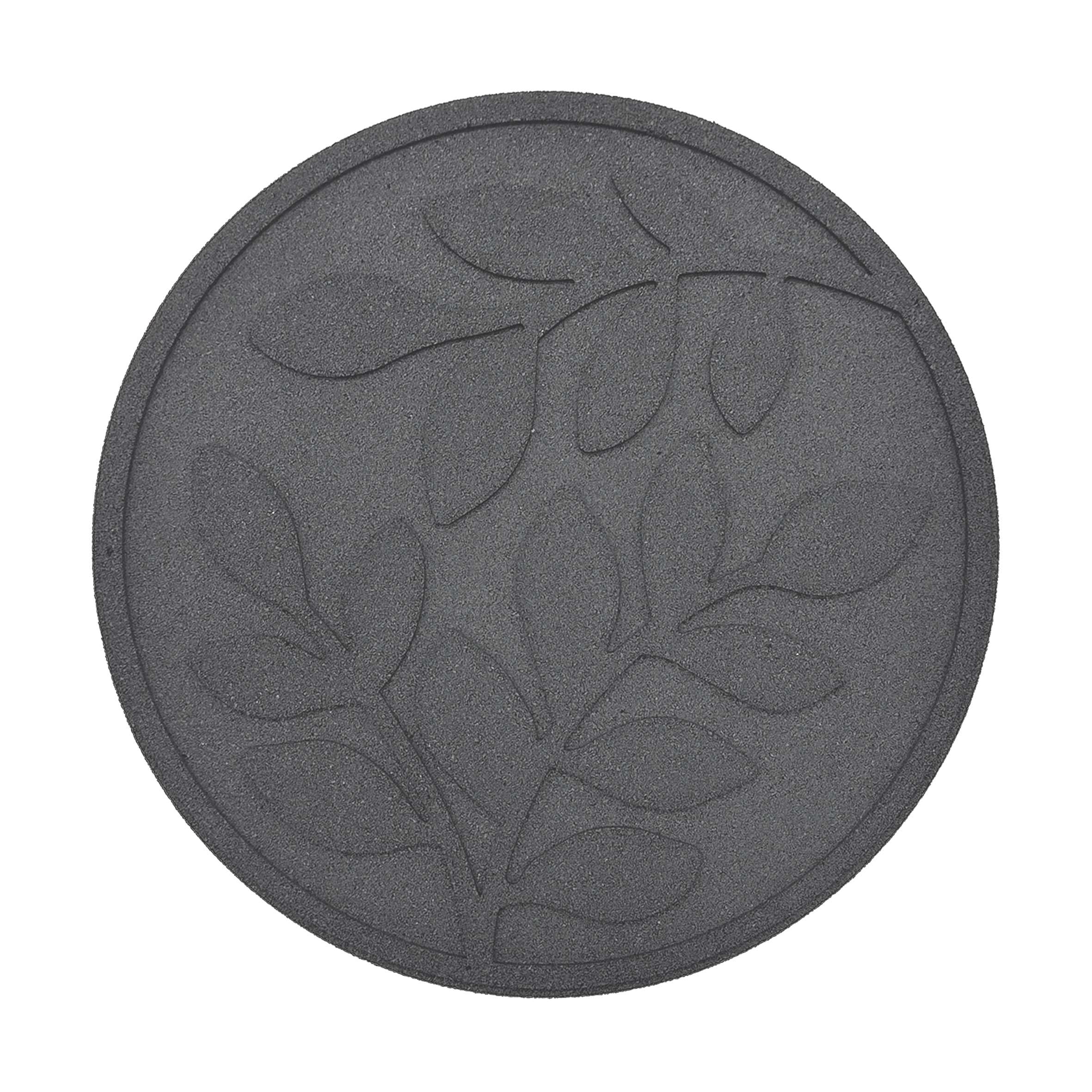 Nicoman Recycled Rubber Garden Stepping Stones - Leaf Design, Grey, 4pk