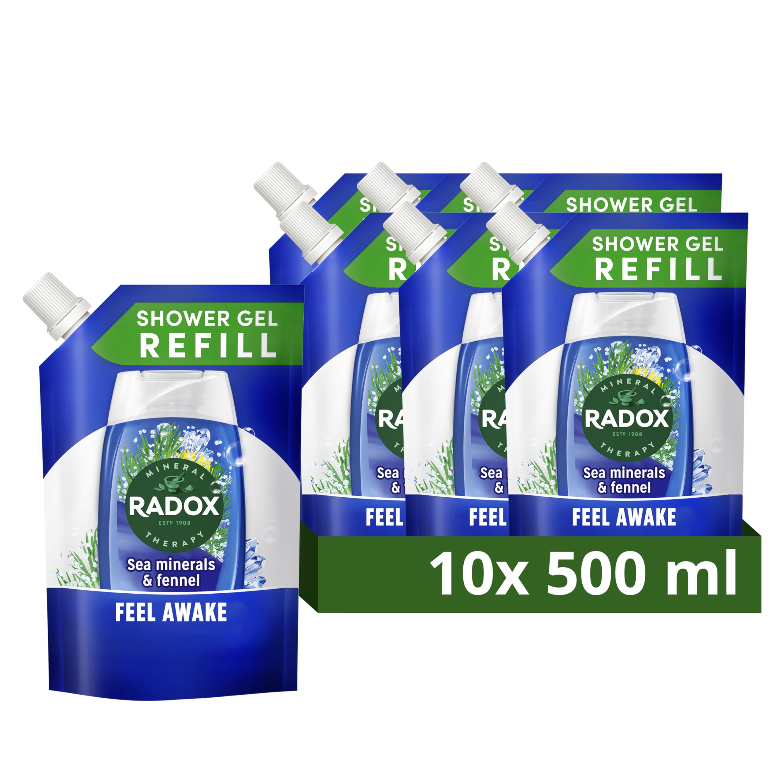 Radox Feel Awake 2-in-1 Shower Gel & Shampoo Refill Pouch – 500ml