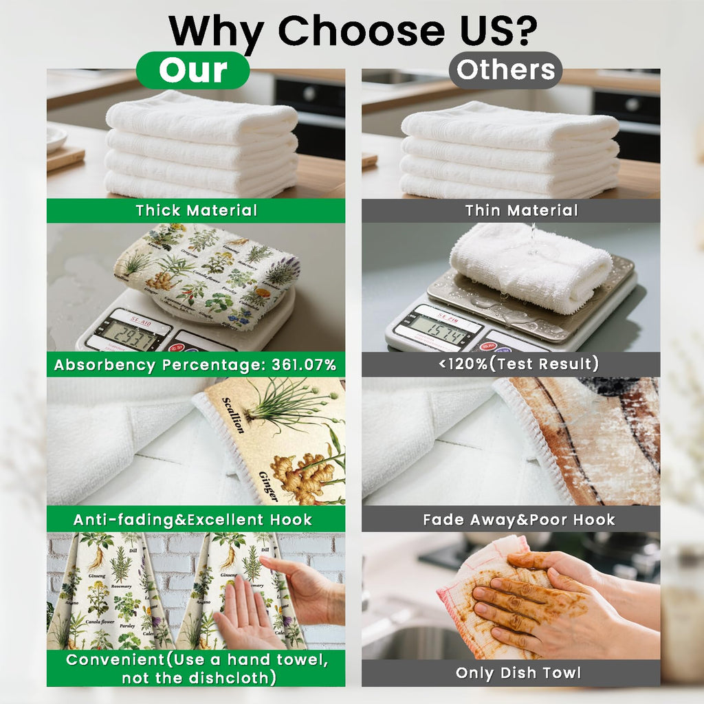 CUTHOLLOW 2 Pcs Herb and Vegetable Hanging Kitchen Towels with Loop - image 3