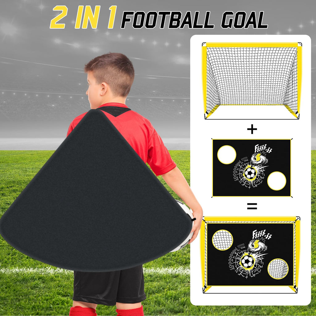 EXTFANS 2-in-1 Pop Up Football Goal for Kids – Portable Training Net