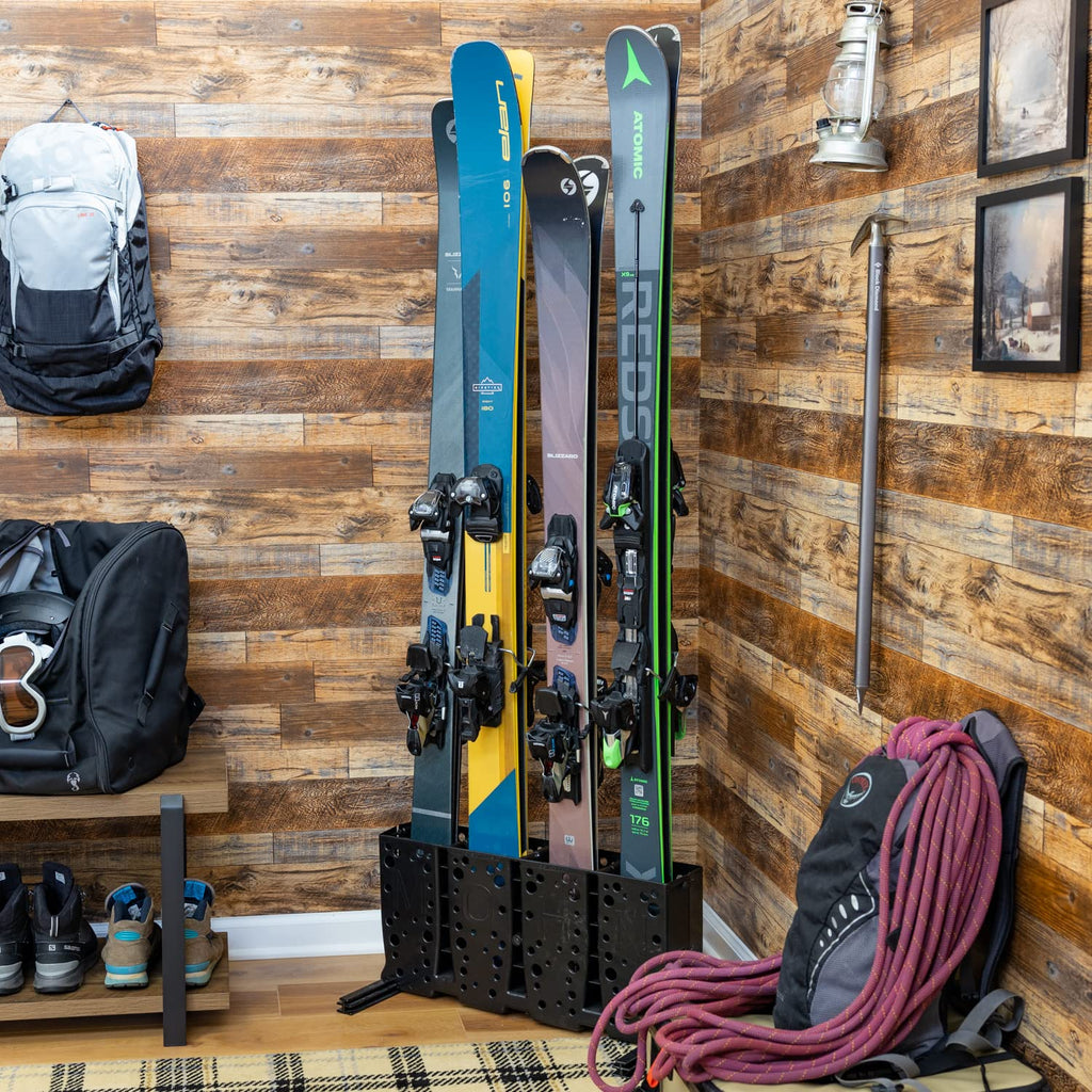 StoreYourBoard Freestanding Ski Storage Rack | 4 Pair Floor Mount