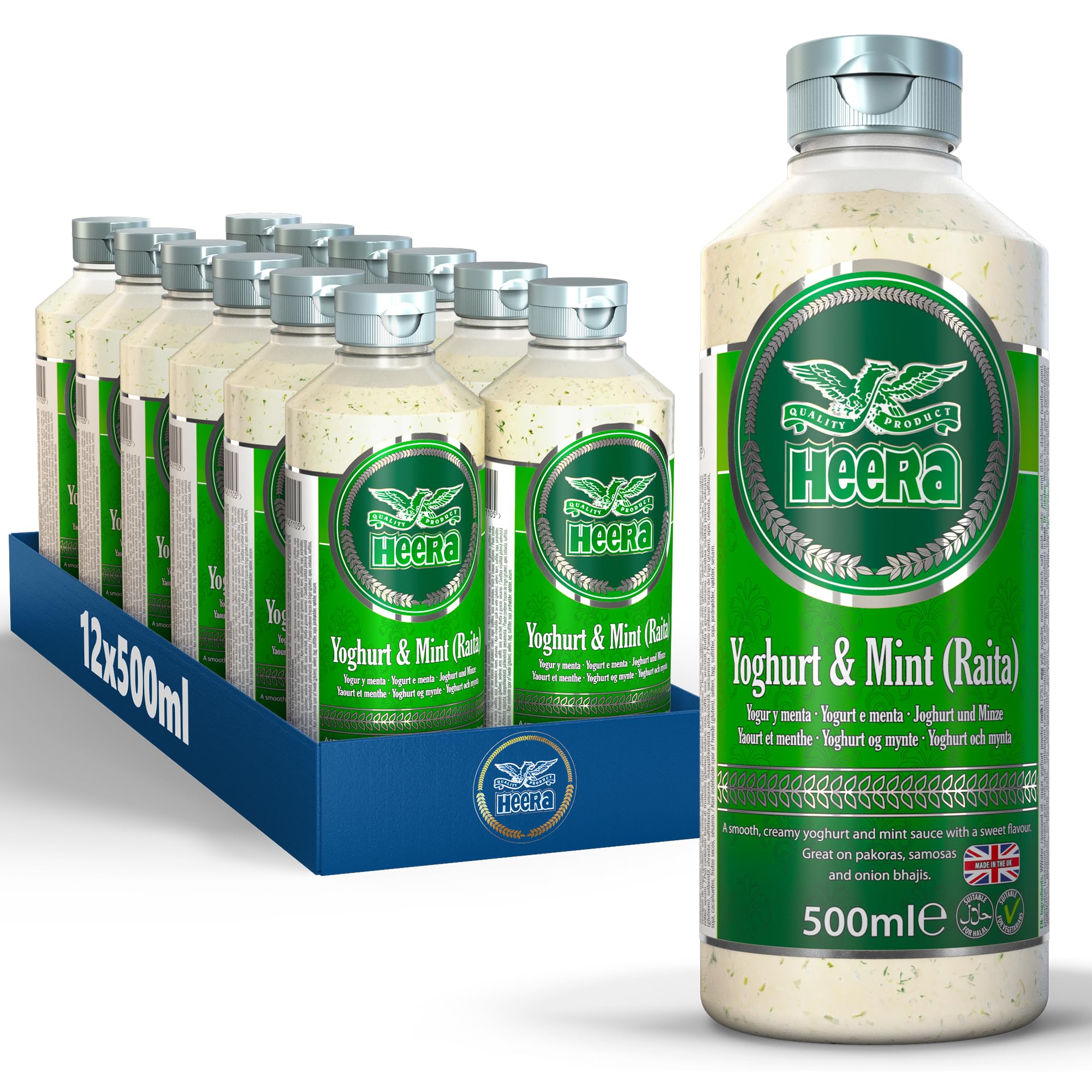 Heera Yoghurt & Mint Raita Sauce – Indian Condiment, 500ml (Pack of 12)