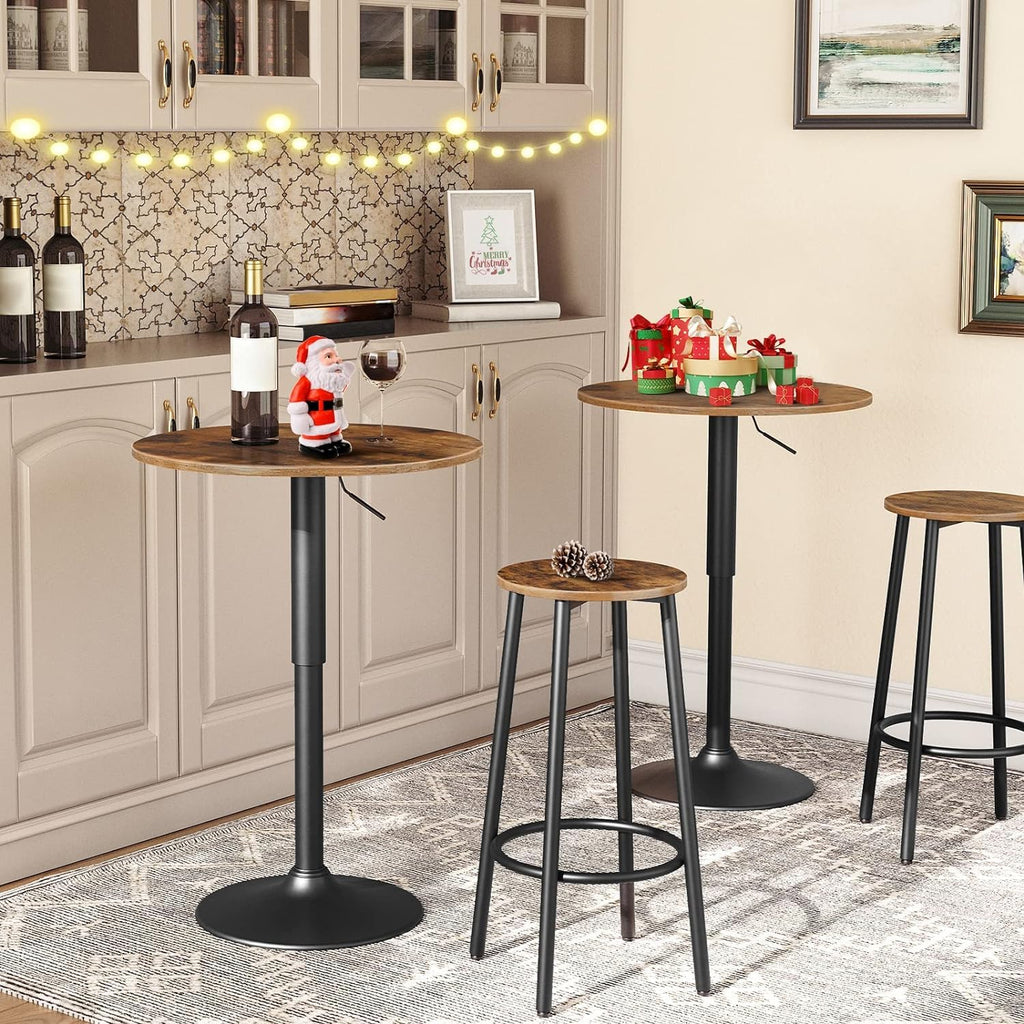 HOOBRO Industrial Bar Stools Set of 2 – Round Rustic Brown Pub Chairs