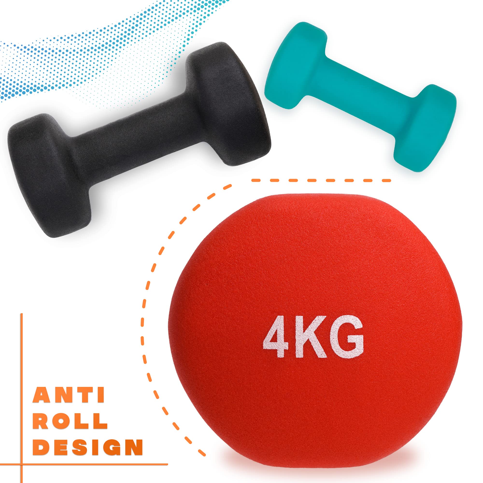 Nordfit Neoprene Coated Dumbbells | Cast Iron Hand Weights Set 1kg–5kg